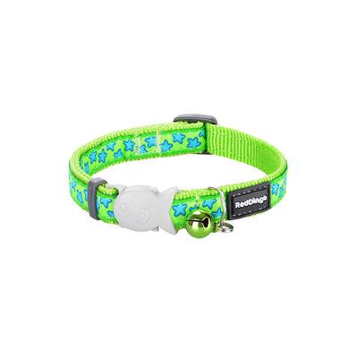 Cat Collar Stars White on lime green