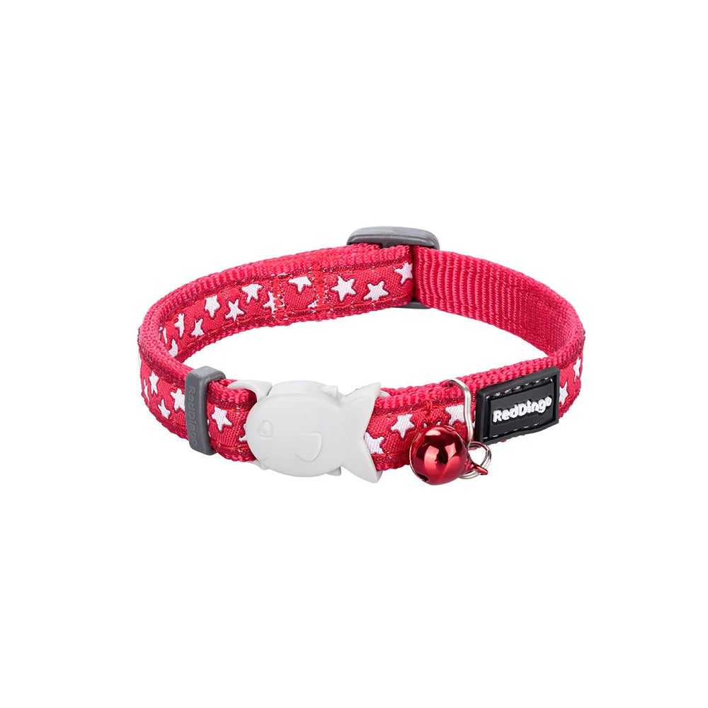Cat Collar Stars White on lime green