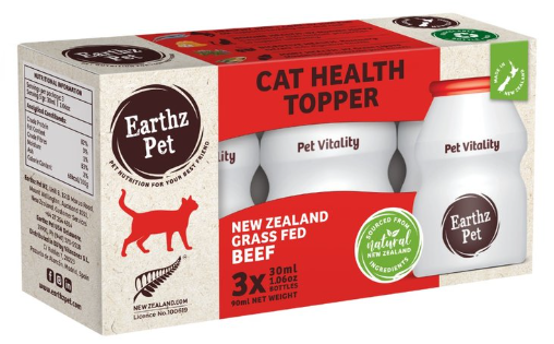 Earthz Pet Cat Health Topper - NZ Grass-Fed Beef, 3 x 30ml