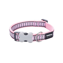 RedDingo Reflective Bones Dog Collar - High Visibility Safety | Red