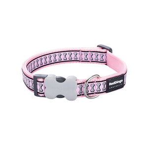 RedDingo Reflective Bones Dog Collar - High Visibility Safety | Red