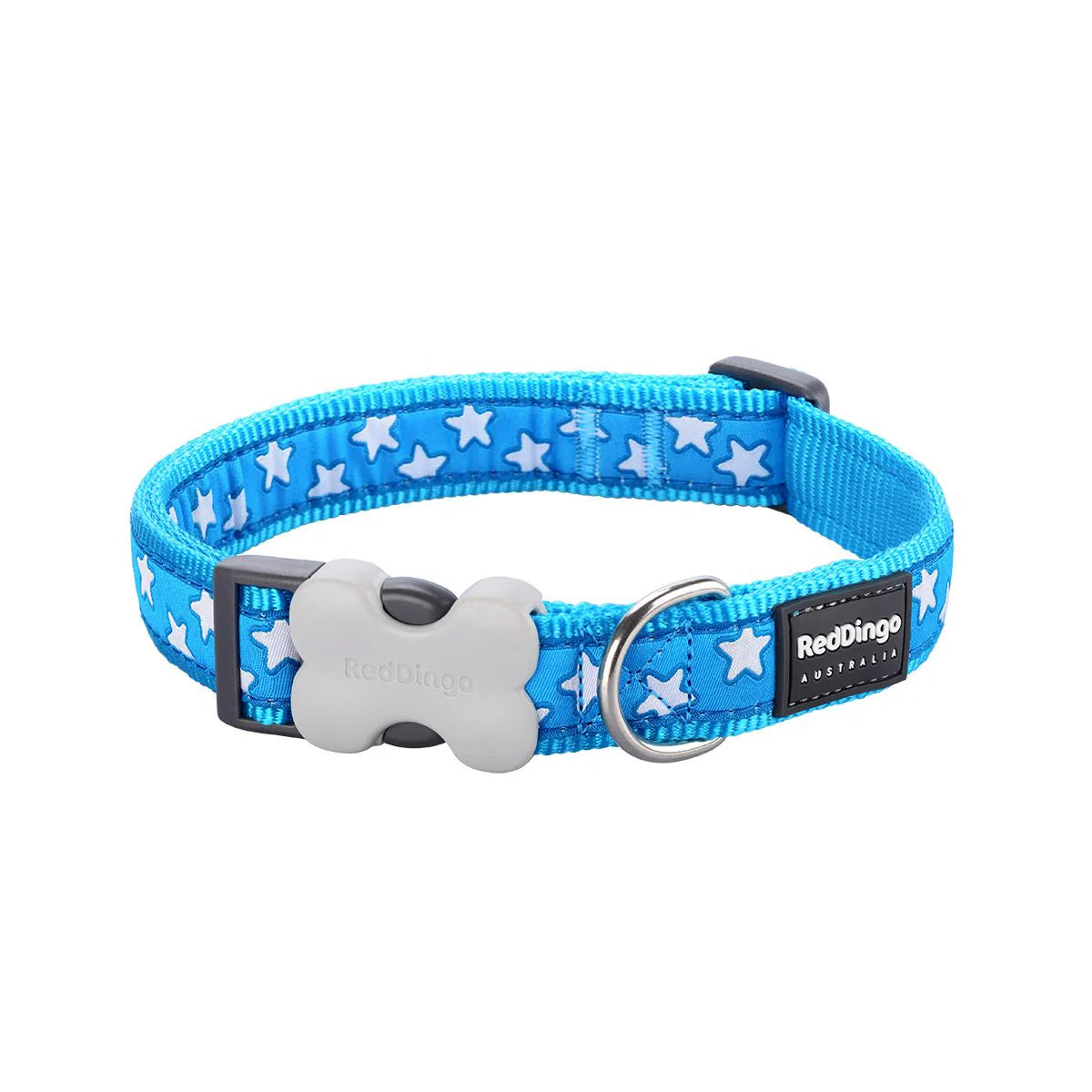 Red Dingo Stars Dog Collar - White Stars Pattern | S, M, L Sizes