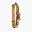 Tan dog collar with brown leather accents on a white background