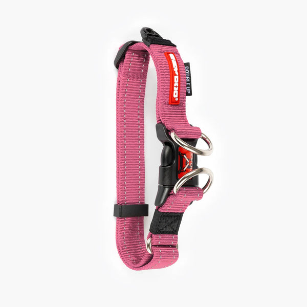 EzyDog Double Up Dog Collar - Premium Nylon with Dual D-Rings & Reflective Stitching