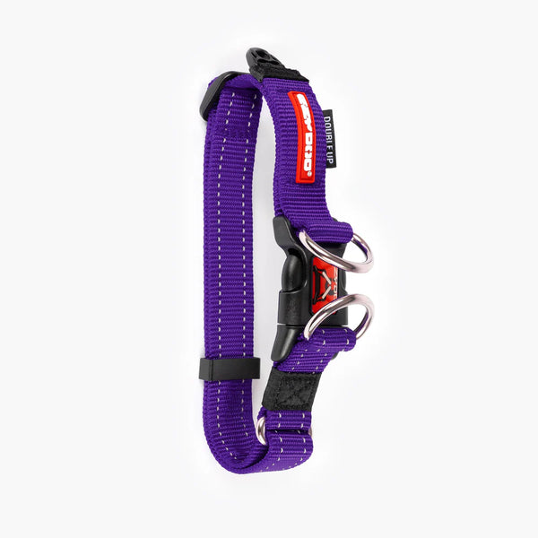 EzyDog Double Up Dog Collar - Premium Nylon with Dual D-Rings & Reflective Stitching
