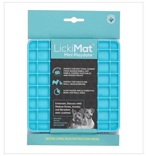LickiMat Mini Playdate - Small Slow Feeder Licking Mat for Dogs & Cats | Turquoise