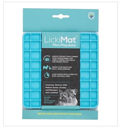 LickiMat Mini Playdate - Small Slow Feeder Licking Mat for Dogs & Cats | Turquoise