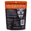 Peanut butter treat for dogs packaging with text and a dog illustration.
