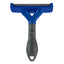 Blue and gray pet grooming brush on a white background