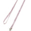 Pink dog leash with silver clasp on a white background