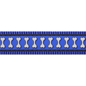 Blue ribbon with white bone patterns on a white background