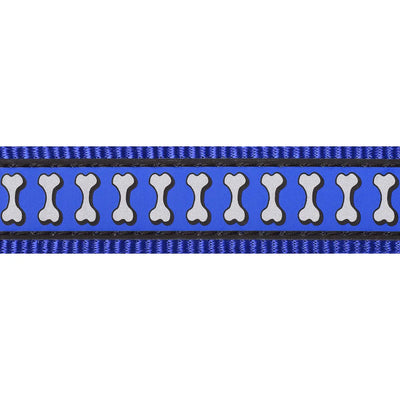 Blue ribbon with white bone patterns on a white background