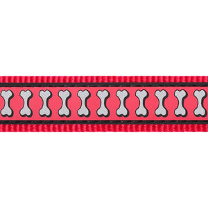 RedDingo Reflective Bones Dog Collar - High Visibility Safety | Red