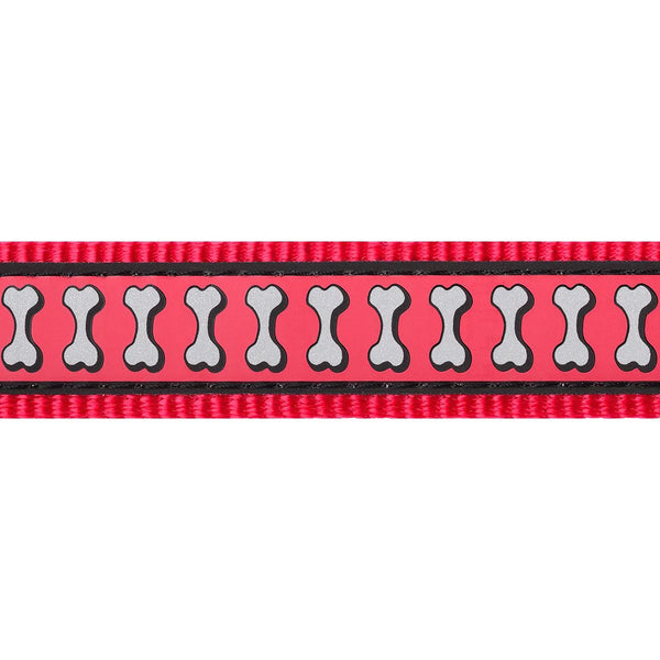 RedDingo Reflective Bones Dog Collar - High Visibility Safety | Red