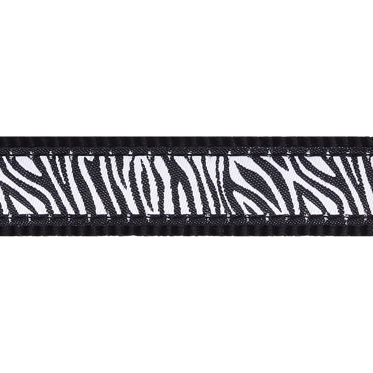 Zebra print ribbon with a black border on a white background