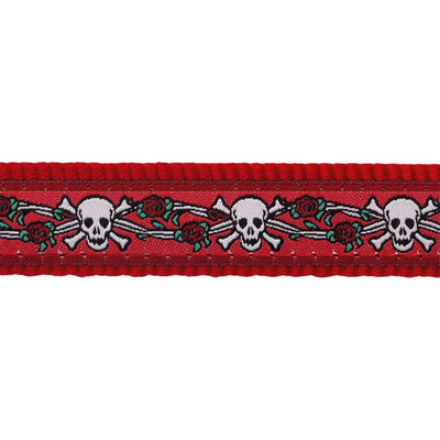 Red Dingo safety cat Collar With Break-Away Clip Design Skull and Roses Red
