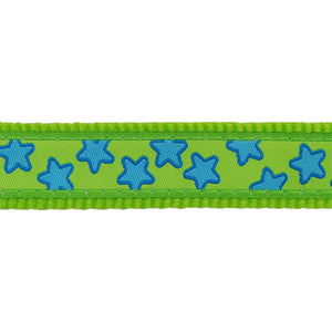 Cat Collar Stars White on lime green