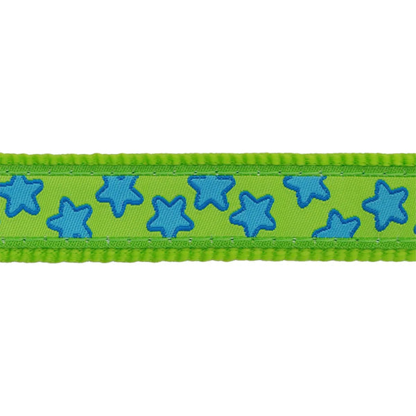 Cat Collar Stars White on lime green