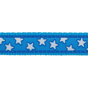 Cat Collar Stars White on Turquoise