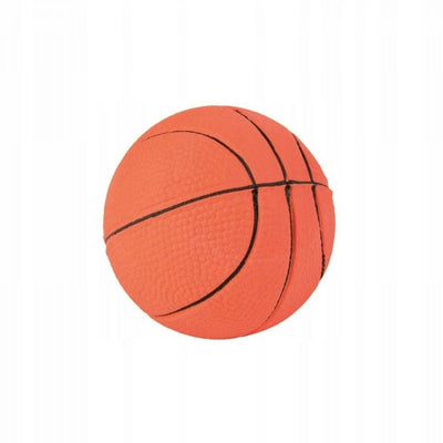 Orange basketball with black lines on a white background