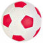 Red and white soccer ball on a white background