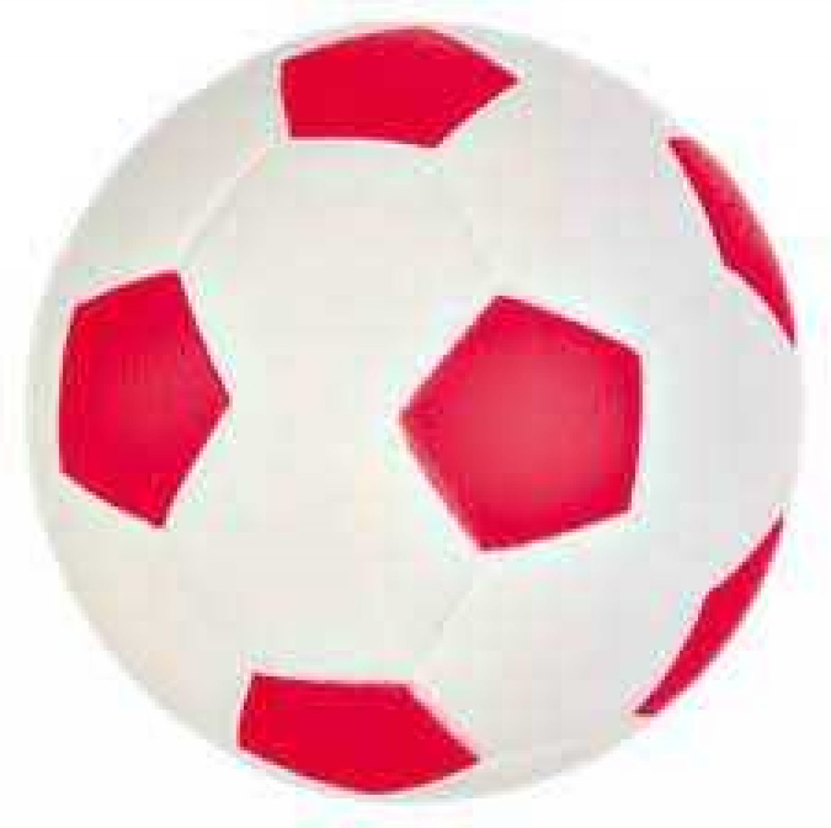Red and white soccer ball on a white background