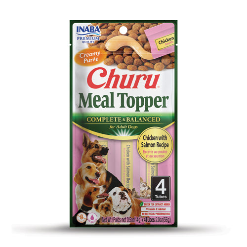 Inaba Churu Meal Topper Chicken with Salmon for Adult Dogs - Creamy Dog Food Topper