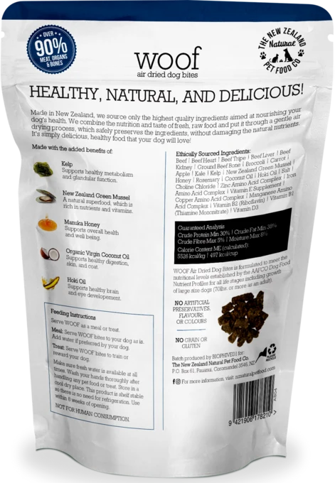 NZ Natural WOOF Air-Dried Beef Dog Food 100g