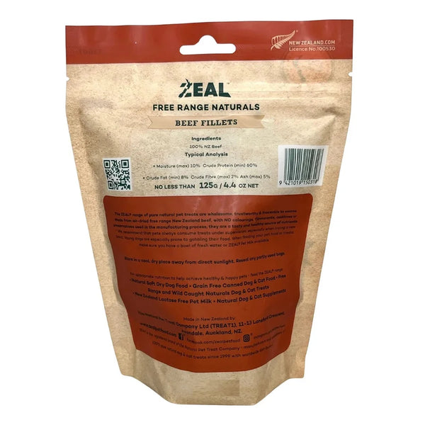 Zeal Free Range Beef Fillets Dog Treats 125g