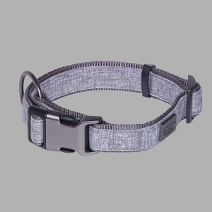 Nobby Linen Deluxe Dog Collar - Metal Hardware