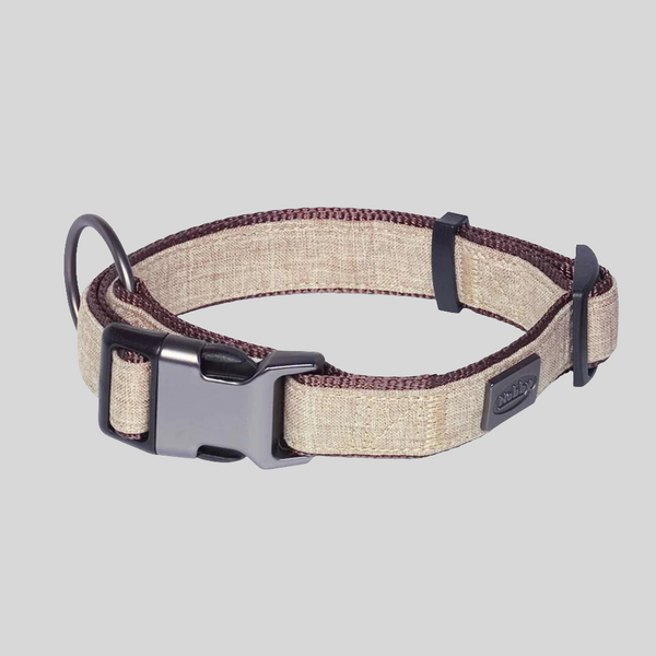 Nobby Linen Deluxe Dog Collar - Metal Hardware