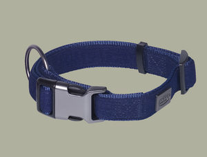Nobby Linen Deluxe Dog Collar - Metal Hardware