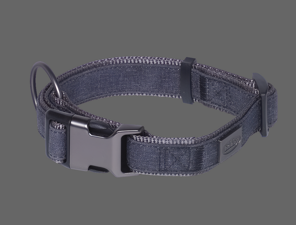 Nobby Linen Deluxe Dog Collar - Metal Hardware