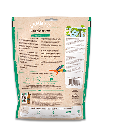 Sammy's Gelenkhappen pet supplement package with text and branding on a white background