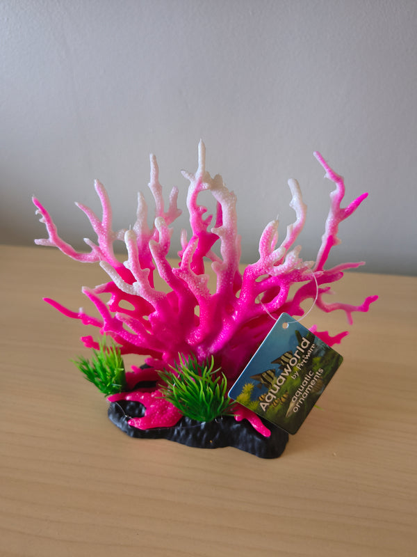 AquaWorld Pink Coral Tree Aquarium Ornament - 15cm