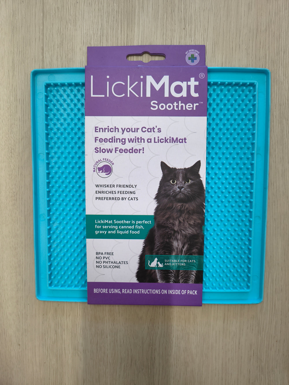 LickiMat Soother Cat Lick Mat - Turquoise/Red