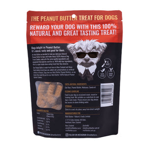 Peanut butter treat for dogs packaging with a dog wearing sunglasses on the label.