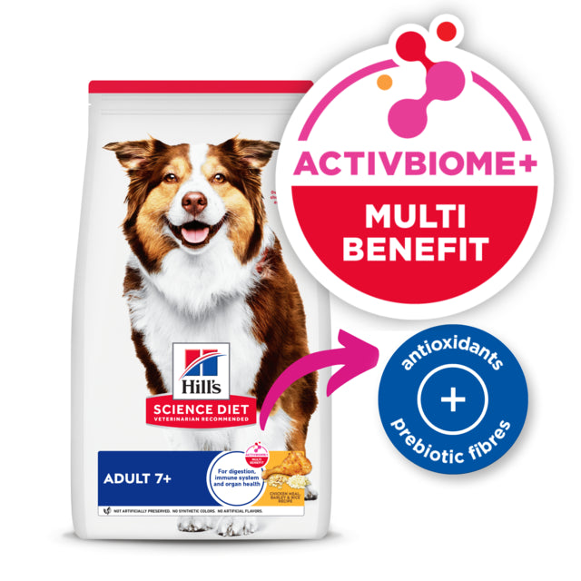 Hills Science Diet dog food package with Activbiome+ label on a white background