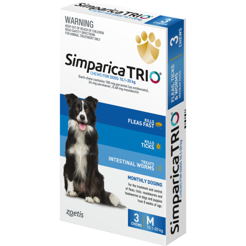 Simparica Trio Chewable for Dogs 10.1-20kg - 3 Pack