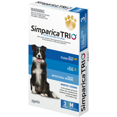 Simparica Trio Chewable for Dogs 10.1-20kg - 3 Pack
