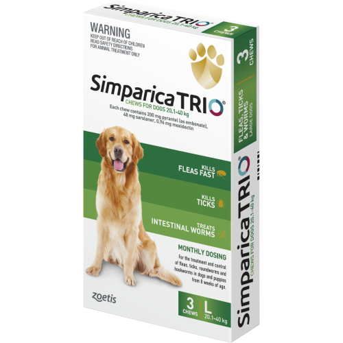 Simparica Trio Chewable for Dogs 20.1-40kg - 3 Pack