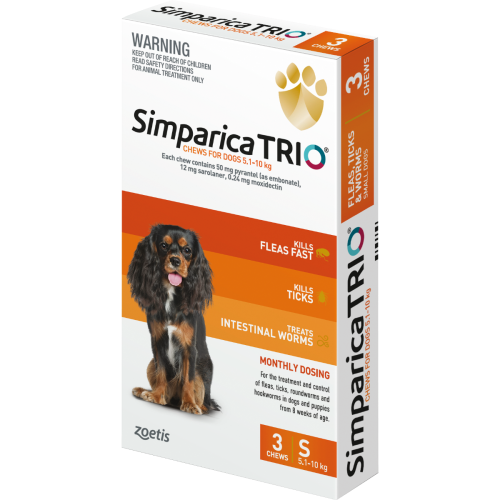 Simparica Trio Chewable for Dogs 5.1-10kg - 3 Pack