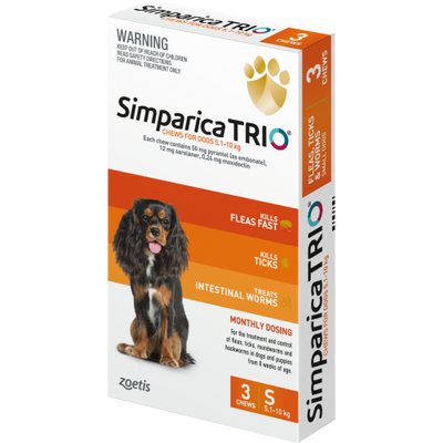 Simparica Trio Chewable for Dogs 5.1-10kg - 3 Pack