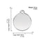 Silver pendant with measurements and weight details on a white background