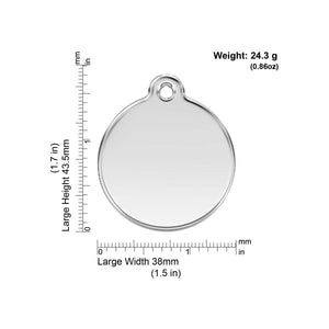 Silver pendant with measurements and weight details on a white background