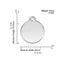 Silver pendant with measurements and weight details on a white background