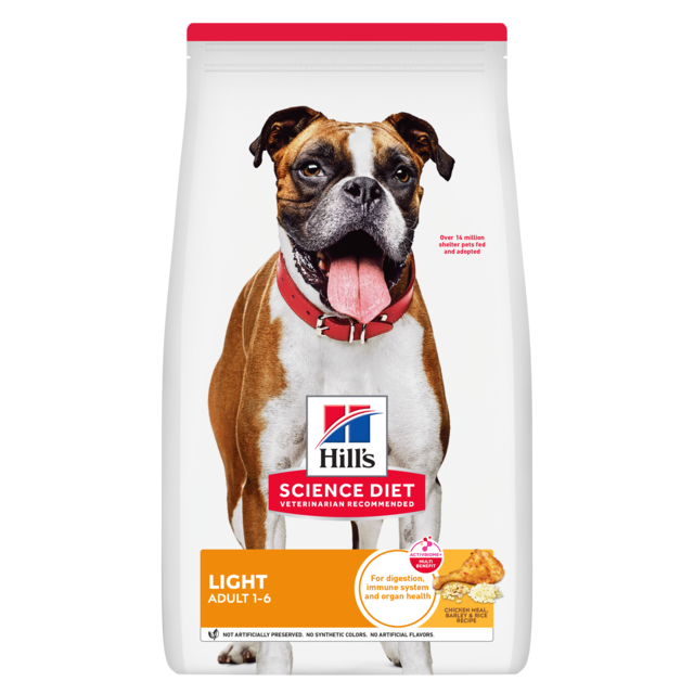 Hills Science Diet dog food package with a boxer dog on a white background