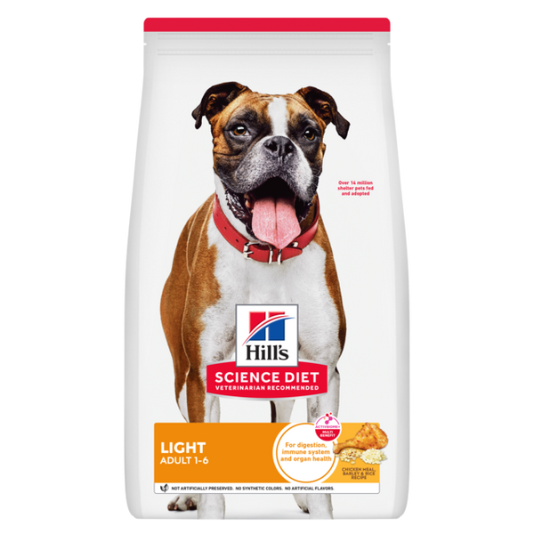 Hills Science Diet dog food package with a boxer dog on a white background