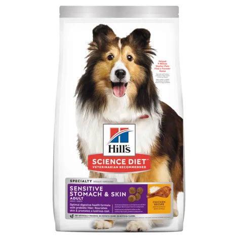Hills Science Diet dog food package with a Shetland Sheepdog on a white background