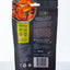 Back view of a pet food packaging with text and images on a white background